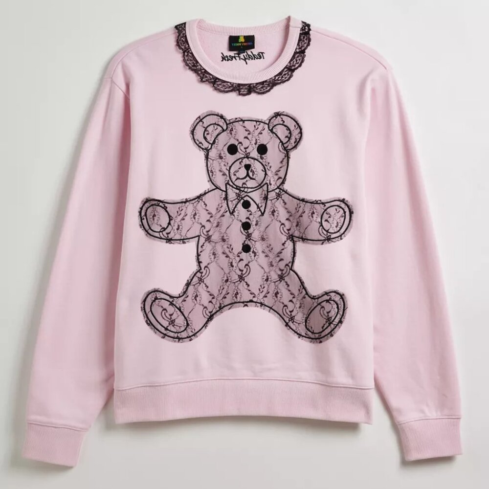 Teddy Fresh Lace Applique Bear Sweatshirt NWT Size Medium